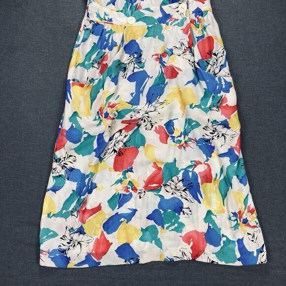 SILK STUDIO For Petites Maxi Dress 12 Vintage Tropical Floral 80s Coastal Summer - Picture 3 of 16